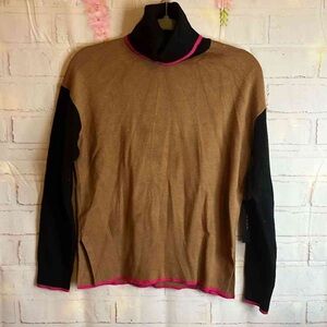 Brown and Black Sweater with Pink Accents